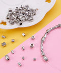 260 Pcs Tibetan Spacer Beads Set 7 Styles Antique Silver Column Tube Metal Spacers For Bracelet Necklace Jewelry Making Hole 1.5 To 3.5 mm Great For DIY Jewelry Projects And Bead Crafts