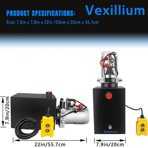15 Quart Hydraulic Power Unit For Dump Trucks And Trailers Single Acting Electric Hydraulic Pump 12V DC 3200 PSI With Metal Reservoir For Heavy Lifting Hydraulic Systems