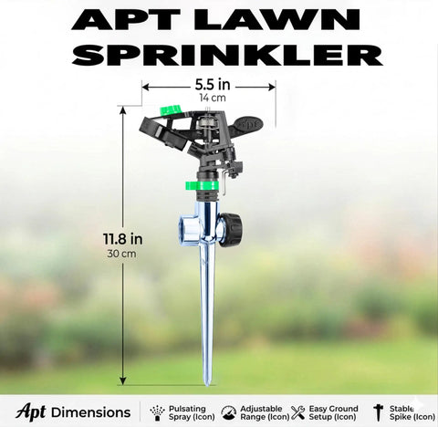Pulsating Impact Sprinklers For Yard, Lawn And Garden, Adjustable Spray Coverage From 80 To 5800 Sq Ft, Pack Of 2 displayed