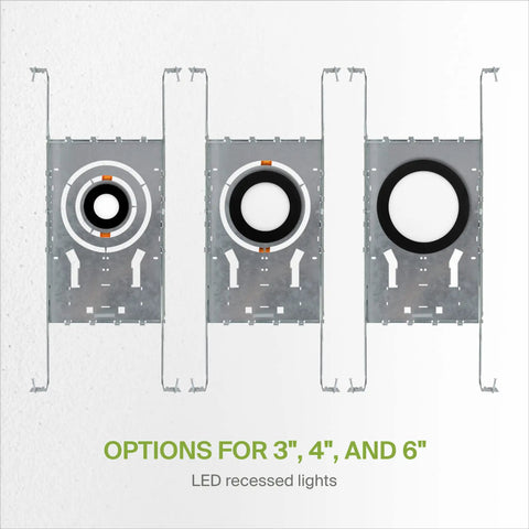6 Pack New Construction Recessed Light Mounting Plate Kit With Extendable Hanger Bars Round Hole 3/4/6 Inch Galvanized Steel