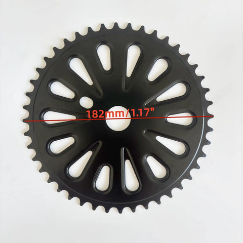 Beefy One Piece Crank Bicycle Chainring Sprocket Set 36T 40T 44T One Half By One Eighth Inch Steel Black Model 2 shown in close-up