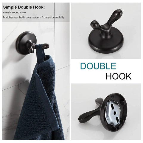 Oil Rubbed Bronze Adjustable Expandable Towel Bar 4 Piece Bathroom Hardware Set wall-mounted robe hook detail