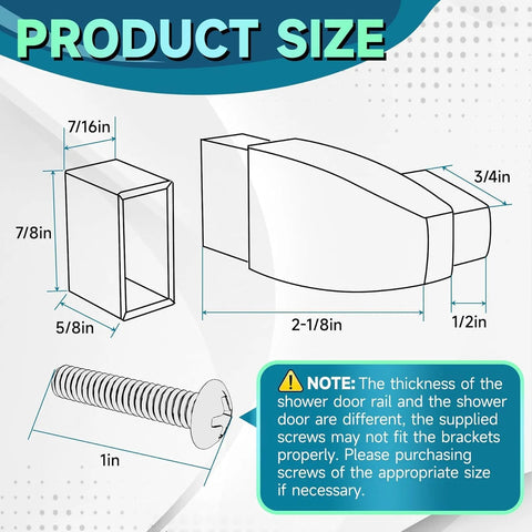 Clear Acrylic Towel Bar Brackets For Framed Sliding Shower Doors And Tub Enclosures Compatible With Basco And Alumax with sizes shown