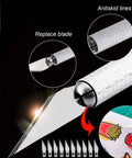 Close-up of craft knife and blades from 30 Piece Precision Craft Weeding Tools Set For Vinyl Weeding And DIY Art Projects.
