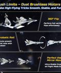Rad 4 Channel Brushless RC Plane With LED Lights Ready To Fly Jet executing aerobatic maneuvers and flips