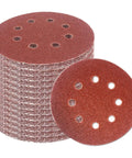Pro Grade 8 Inch Sanding Discs With 150 Pack Hook And Loop Pads For Fast Dust Extraction, durable red sanding discs stacked.