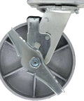 Badass Heavy Duty Caster Wheels, Pure Steel Industrial Top Plate Rig with precision swivel and brake on 8 inch wheel.