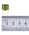 Single yellow car blade fuse with measurement scale, part of 60 And 120 Piece Car And Truck Blade Fuses Kit 5A 10A 15A 20A 25A 30A Fast Blow Assortment For Auto Electronics Waterproof Easy Replacement Accessories