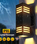 2 Pack Modern Outdoor Wall Lights Up And Down Aluminum Sconces IP65 Waterproof With E26 Bulbs Warm 2700K Ideal For Patio Porch Garage Entryway