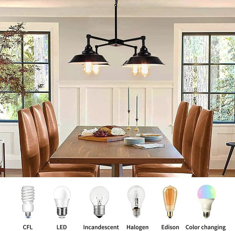 Four Light Black Kitchen Island Pendant Light With Dope Industrial Farmhouse Style over dining table