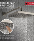 Brushed Nickel 8-Inch Rain Shower Head Square Overhead Rainfall, 2.5 GPM Flow, Stainless Steel RP50841SS, Soft Rain Spray