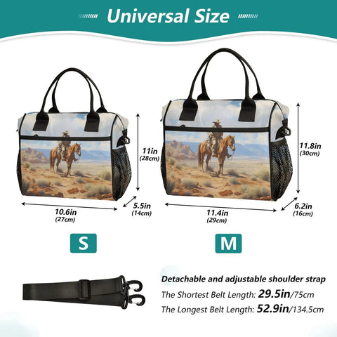 Desert Cowboy Themed Insulated Lunch Bag For Women Large Leakproof Cooler Tote Portable For Work Picnic Beach Camping