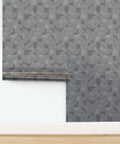 Top Shelf Sleek Silver Metallic Wallpaper Featuring Bold Geometric Dots And Textured Fibrous Finish With Paste The Wall Application For A Straight Up Dope Indoors Accent Wall Made In Usa on display.