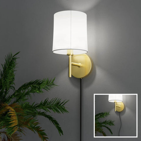 Wall lamp with black cord, partially hidden using Cord Hider Kit Paintable Black Peel And Stick 4 Pack Each 39 Inch Lengths Hide TV Cords.