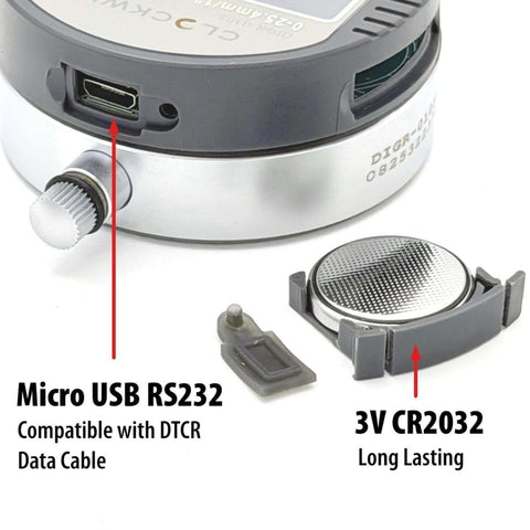 Digital Indicator With Dual Inch And Metric Conversion, 0 To 1 Inch Range, 25.4 Mm Readout, Auto Off, Extra Large LCD Display, detail view
