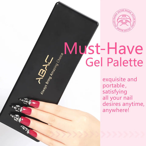 Solid Gel Nail Polish Kit With Ombre Colors 24 Color HEMA Free Soak Off Set in black case with decorated nails