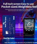 Bluetooth 5.4 Portable Mini Music Player With Built In Speaker next to credit card for size comparison