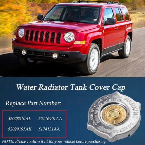 Chrysler Radiator Cap Replacement For 1993 To 2007 Jeep Wrangler Dodge Journey Compass Patriot Sebring Caliber Fits 52028810AL 55116901AA