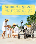 Family using Heavy-Duty Electric Wagon Cart With 450W Motor All-Terrain Wheels 200L Capacity And 300Lb Load at the beach