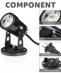 4 Pack LED Spotlight Indoor Plant Uplights 120V with soft light optical lens, painted aluminum housing, and stable metal base