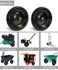 13 Inch Go-To Wheel And Tire Replacement Set For Hand Trucks Garden Carts Wheelbarrows And Dollies Solid Flat Free 4.00-6 Tires Use