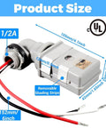 Close-up of 4 Pcs Photocell Sensor For Outdoor Lights 120VAC Dusk To Dawn Sensor with size dimensions and wire connectors