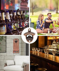 Badass 2 Pack Wall Mounted Beer Bottle Opener, Rustic Heavy Duty Metal For Bars And Game Rooms, Easy setup image collage.