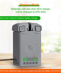 Two Way Battery Charging Hub For DJI Mini 3 4 5 Pro Drones with LED status indicators and storage mode instructions