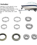 Beefed Up Complete Trailer Wheel Hub Bearings Kit For One And One Sixteenth Inch Boat Trailer Axles With Seals displayed with boat