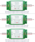 DIN Rail Isolated Plug-and-Play DC-DC Converter Module 18-75V Input To 12V, 5V Or 3.3V Output, three units front view