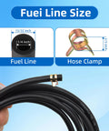 10 Ft Quarter Inch ID Fuel Line Hose Kit With 20 Clamps For Small Gas And Diesel Engines Generators And Powersports, Flexible Rubber