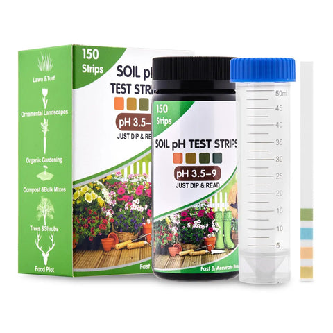 Soil pH Test Kit With 150 Strips And Cylinder For Quick Readings, Easy Garden And Lawn pH Testing, Illustrated Guide Included