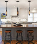 Concrete Linear Pendant Light With Metal Mesh Shade Sleek Modern Industrial Hanging Cement Fixture For Kitchen Island