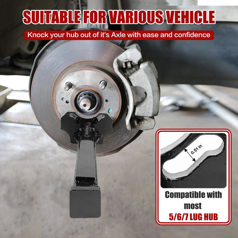 Universal Wheel Hub Removal Tool for Cars and Trucks Compatible with 5 Bolt 6 Bolt and 8 Bolt Hubs in use on wheel assembly