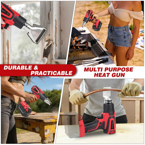 Cordless Heat Gun With LCD Temperature Display And LED Light, 18V Battery Compatible, for DIY projects and shrink tubing