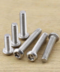 Badass M6 Security Torx Button Head Machine Screws 30 Pack Kit With Included T30 Driver Bit Made From Slick 304 Stainless Steel 18-8 Tamper Resistant Full Thread No Sweat close-up view