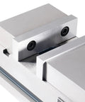 Precision 3 Inch Super Lock CNC Machine Vise jaws with bolts, showcasing durable metal construction for tight clamping and stability.