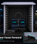 Portable Vocal Booth With Foldable Soundproof Isolation Shield Grab And Go Compact Fold Out Quick Setup Lightweight No Hassle Recording Barrier For Home Studio Creators On A Budget with microphone and monitor.