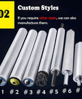 Upgrade Your Woodworking Workflow With Non Powered Stainless Steel Conveyor Rollers That Glide Smoothly For Perfect Outfeed And Keep Materials From Slipping In Factories Or Warehouses 5 Pack Size 30 Cm Easy Install showing various custom stainless steel roller styles.