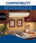 Aluminum Replacement Range Hood Filter For 30 Inch QS1 WS1 Hoods, Fits QSE1 And More compatibility display in kitchen setting