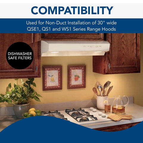 Aluminum Replacement Range Hood Filter For 30 Inch QS1 WS1 Hoods, Fits QSE1 And More compatibility display in kitchen setting