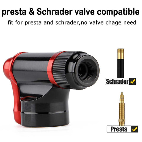 CO2 Inflator Kit With Five 16g CO2 Cartridges Presta And Schrader Valve Compatible Portable Bike Tire Pump