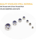 40 Piece Pack Heavy Duty M4 X 0.7mm Stainless Steel Self Lock Nylon Inserted Lock Nuts For 3D Printer And Furniture Projects