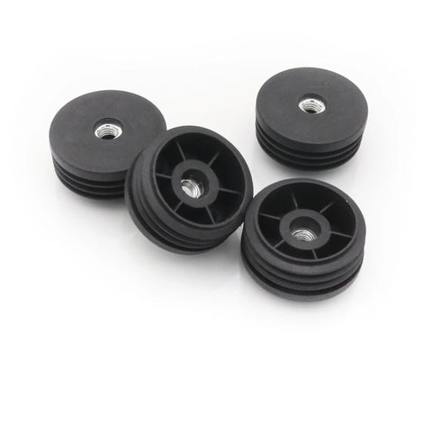 Six Pack Round Tube Plugs With M8 Threads 50mm Diameter Furniture Leg Caps Black Plastic Nut Plugs For Casters