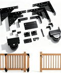 Heavy Duty Sliding Gate Kit With Anti Sag Roll Wheels For Deck And Driveway Gates Universal Fit For 1 To 2 Inch Wood Fences Smooth Quiet Operation Gate Hardware For Easy Setup And Reliable Gate Movement No Fuss black steel brackets and rollers for wood gate