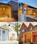Lit Solar Pendant Lights With Amber Hammered Glass Shade And Edison Bulb Vibe Indoor Outdoor Glass Pendant Fixture on various porches