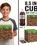 Fire Pixel Art Party Favor Boxes 8 Pack Grass Cubes Containers Sturdy Cardboard Treat Holders For Epic Birthday Bash And Legit Squad Game Night Essentials Today with a smiling boy holding a pixel art cube.
