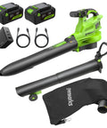 Three In One Cordless Leaf Blower Vacuum Mulcher With Dual 48V Batteries And Fast Charger Delivers 520 CFM And 240 MPH Set