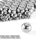 One Millimeter Loose Bearing Balls 50 Pack Crafted From Badass Tough 304 Stainless Steel With a Slick Polished Surface and Straight Up Precision Engineering for Smooth Operation and Wet Condition Ready Performance, showing various steel balls.