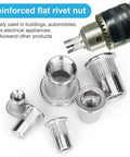 Top Shelf Heavy Duty 1/4 Inch 20 Thread Rivet Nuts, 100 Piece 304 Stainless Steel Flat Head Nutserts, Built Tough Corrosion Resistant Threaded Inserts For Garage And Mechanic Work in various sizes with drill.